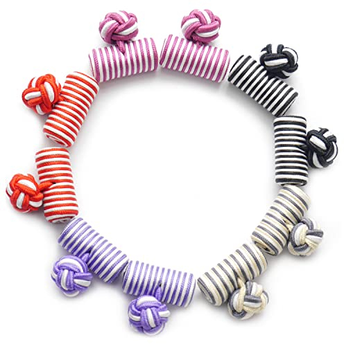 HONEY BEAR 5 paires bouton de manchette Colonne noeuds de soie pour homme/Femme chemise/Robes, pour Cadeaux de mariage d'affaires (5 paires sans boîte)