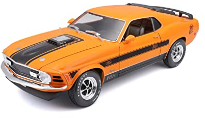 Maisto Ford Mustang Mach 1 (1970): Modellauto im Maßstab 1:18, Türen, Kofferraum und Motorhaube beweglich, orange (531453O)