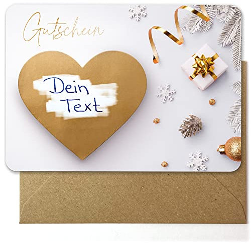 beriluDesign 6 Gutschein Rubbelkarten zum selber Beschriften für Weihnachten (6 Karten + 6 Umschläge)