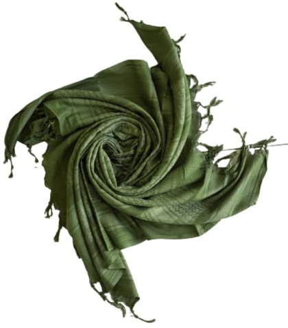 MILSPEC SURPLUS Shemagh Scarf Cotton Arab Head Cover Desert Palestinian Keffiyeh Tactical Army Scarf Hand Made (Plain Green)