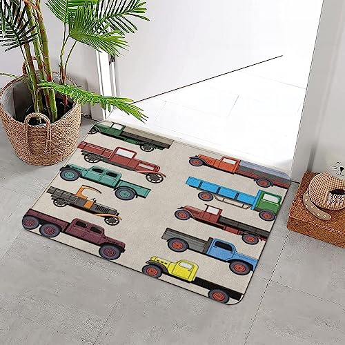 Badteppich rutschfeste,Industrial Vintage Freight Trucks Collection1920 1930 30 S 30S American Antique,Wasserabsorbierend Badematte maschinenwaschbar Badvorleger für Dusche,Badewanne,40x60cm