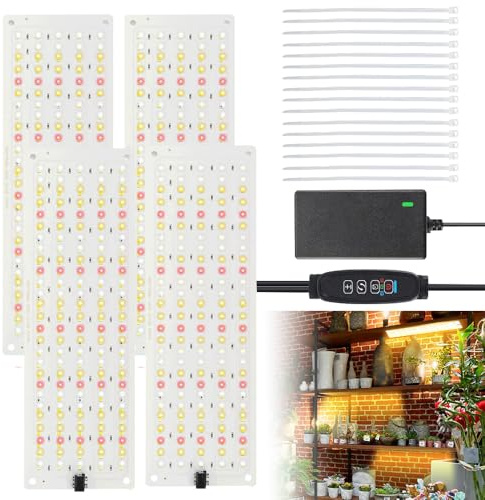 XPJBKC Grow Light, 4 Pezzi Lampada per Piante con 540 LED Lampada Perle, Lampada Piante con Timer, 10 Tipi Luminosità LED a Spettro Completo Light, Lampada per Piante da Interno