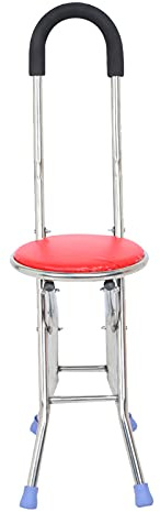 NSXAYIWECanne avec Siège, Caïn en Acier Inoxydable pour la Marche, Chaise De Canne Pliante, Chaise en Canne Compatible avec Les Parents âgés, Cadeau