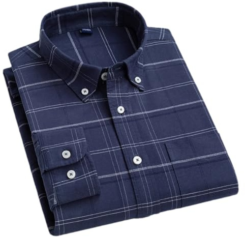 Adhdyuud Chemise rayée en coton Oxford à manches longues pour homme - Coupe régulière - Coupe droite, T0c17-12, L