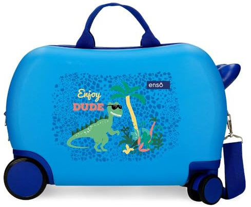 Enso Dino Valigia per bambini blu 45 x 31 x 20 cm Rigida ABS 24,6 L 1,8 kg 4 ruote Bagagli Mano, blu, 31 cm x 45 cm x 20 cm, Valigia per bambini