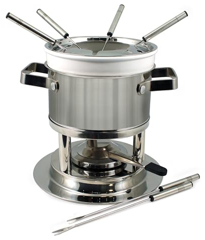 Swissmar Basel 11 Piece Cheese, Meat & Chocolate Fondue Set, Stainless Steel, 1.6L, Multi-Purpose Fondue Set, Gift Boxed