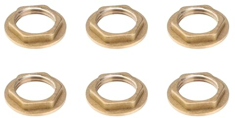 0XBIT G1/2 Bloqueo Tuerca con Brida, 6 Piezas Latón con Bridas Backnut 1/2 BSP, Hexagonal Latón Hembra Contratuerca, para Accesorios de Plomería para Grifos de Lavabo de Baño