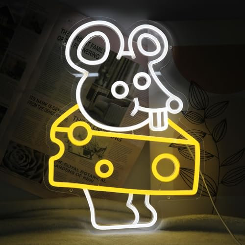 YIAZIM Ost neonskylt gyllene gul neon ljus ostmus neonskyltar LED-skyltar för vägg belysning skylt för sovrum vardagsrum fest heminredning