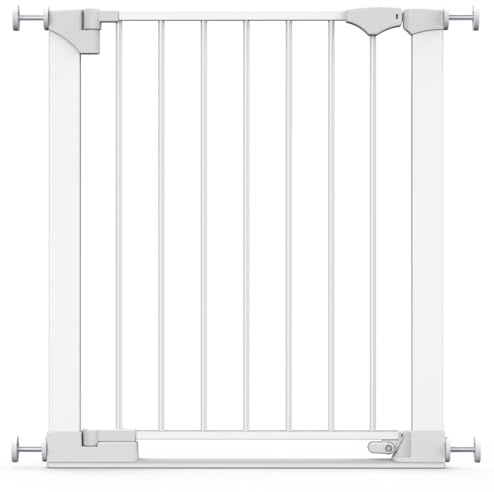 Safetots SafeStep Gate, White, 68cm - 75cm, Extra Low Walkthrough, Pressure Fit Safety Gate, Baby Gate for Stairs, Hallways and Doors, Easy Installation