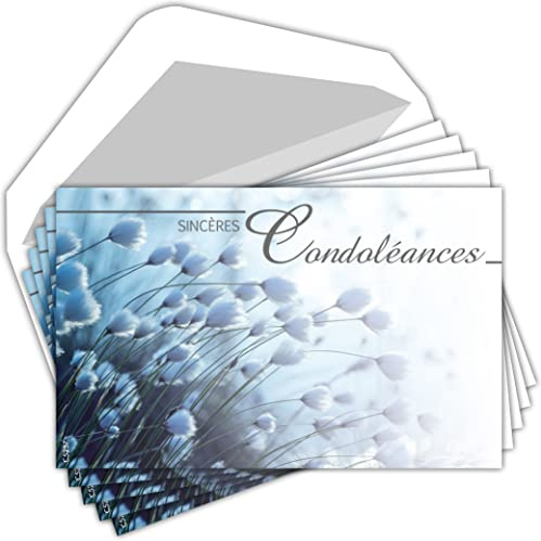 C5257X4 LOT 20 Cartes Remerciements Condoléances identiques + 20 Enveloppes Blanches Format 9x14cm - Deuil Décès Obsèques Enterrement Funérailles - Papier Mat de Qualité - Fabriquées en France