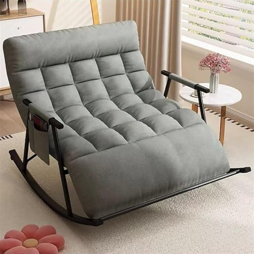 Mecedora tapizada gris moderna de gran tamaño con sillón reclinable doble