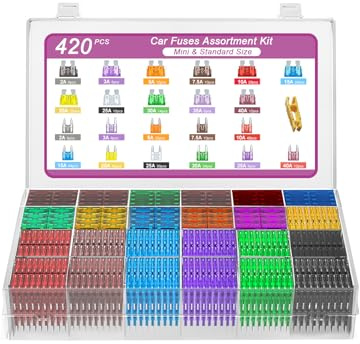 Nayoto 420pcs Car Fuses Assortment Kit, 150PCS Standard Fuse Kit & 270PCS Small Size Fuses + 1 Puller for Auto/RV/Truck/Motorcycle/Yacht (2A 3A 5A 7.5A 10A 15A 20A 25A 30A 35A 40A) (zinc Sheet)