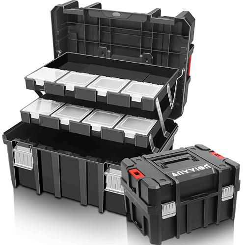 Anyyion Tool Box, 3-Tiers Multi-Function Storage Portable Toolbox Organizer, Stackable.