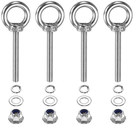 PATIKIL Bullone Ad Occhiello M5 X 40mm Con Spalla 4 Pezzi 304 Acciaio Inossidabile Anello Di Sollevamento Con Dado A Flangia Molla E Rondella Piatta