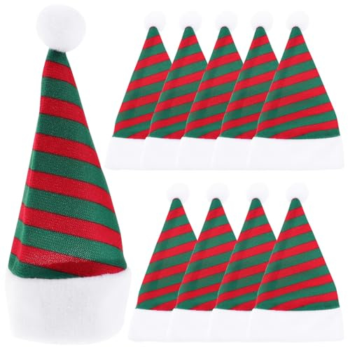 IWOWHERO 10 St Mini Julhattar i Röd och Grön Multifunktionella Juldekorationer för Godis Vinflaskor och Bestickhållare Festliga Lollipop Presenttillbehör för Julfest