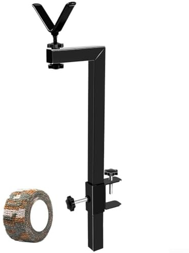 Dolvitrny Soporte de árbol de altura ajustable para caza: soporte de árbol de metal giratorio portátil de 360°, barra de descanso de caza al aire libre y poste de soporte de armas de fuego (tipo L)