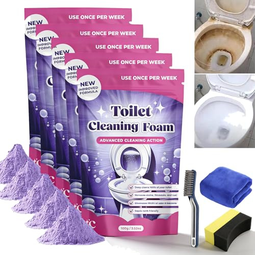 Fizzclean - Detergente per tubi, schiuma per WC Fizz Clean, azione istantanea, detergente per WC originale, Fizzclean Esperienze per rendere il WC luminoso e fresco (5 sacchetti)