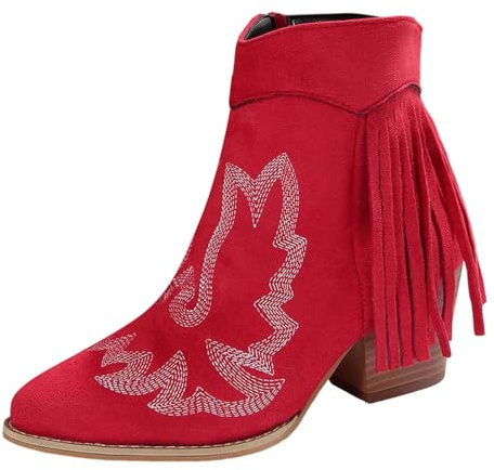 Hsternexy Bottes de cowboy en daim pour femme - Tige large - Bottes courtes - Bottes western élégantes - Bottes d'été vintage - Bottes d'équitation Western - Bottes d'été légères pour femme