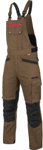 WÜRTH MODYF Arbeitslatzhose Nature - professionelle Arbeitshose für Herren - Latzhose mit Knieschutztaschen - in der Größe 42 in Braun