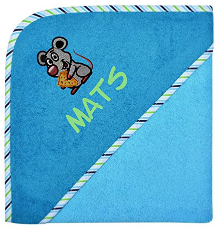 Wolimbo Kapuzenhandtuch personalisiert mit Namen und Motiv - Aqua-Petrol - 140x140 cm - für Baby und Kinder