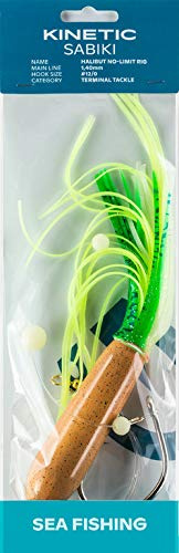 Kinetic Sabiki Halibut No-Limit - Heilbutt-Vorfach, Länge 180cm, Schnur 1,40mm, Hakengröße 12/0, mit Leuchtperlen und UV-Squid