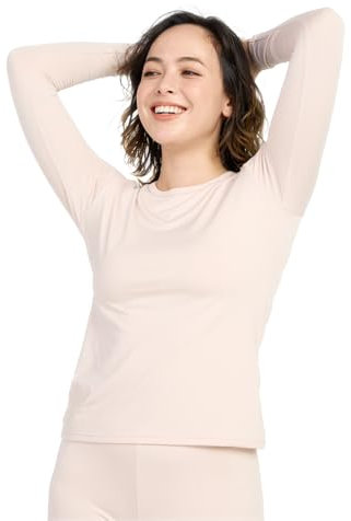LAPASA Damen Innenfleece Thermo Unterhemd, Thermounterwäsche Oberteil Funktionsunterwäsche, L39 Beige, 200 Wärmer, XL