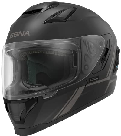 Sena Stryker Integraler-Smarthelm mit Integriertem Mesh und Bluetooth-Kommunikation, LED-Rücklicht und Sound von Harman Kardon (Schwarz, L)