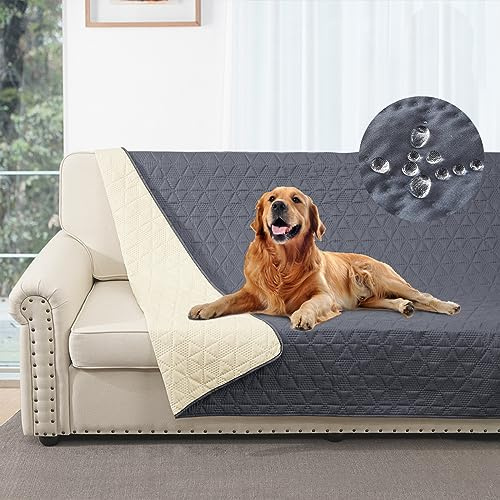 Taiyang 100 % vattentätt soffskydd för hund, hundtäcke, hundsängskydd, soffmöbelskydd för barn, hund, katt (grå, 173–208 cm)