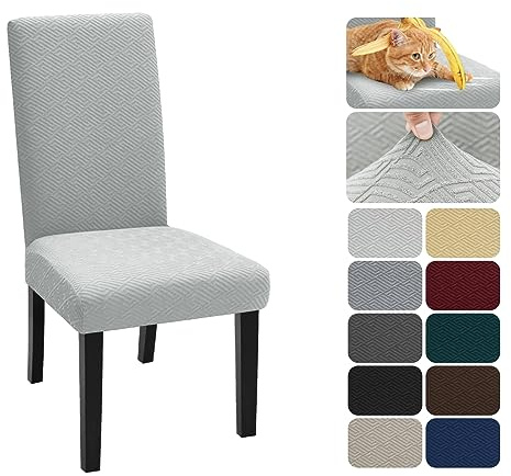 XINEAGE 2 Packs Newest Pattern Dining Chair Slipcover Parsons Chair Furniture Protector Stretch Chair Covers for Dining Room, Restaurant, Kitchen, Party (Silver Gray)