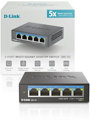 D-Link 5-Port 2.5G Unmanaged Ethernet Switch for Office, Media or Gaming
