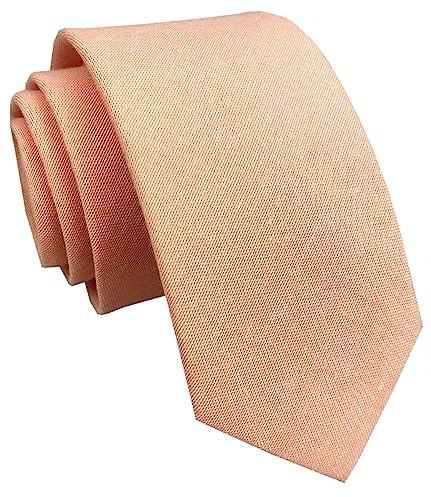 Elfeves Men's Light Blush Peach Pink Casual Traditional Stylish Ties Wedding Necktie Standard Length