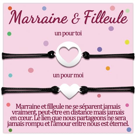 Bijoux TEMULNEE Bracelet Cadeau Veux Tu Etre Ma Marraine Demande Cadeaux de Filleule Marraine Bracelets Bapteme Noel Cadeau Anniversaire Fetes Des Mere Argent Coeur Bijoux Femme Fille Original Idee