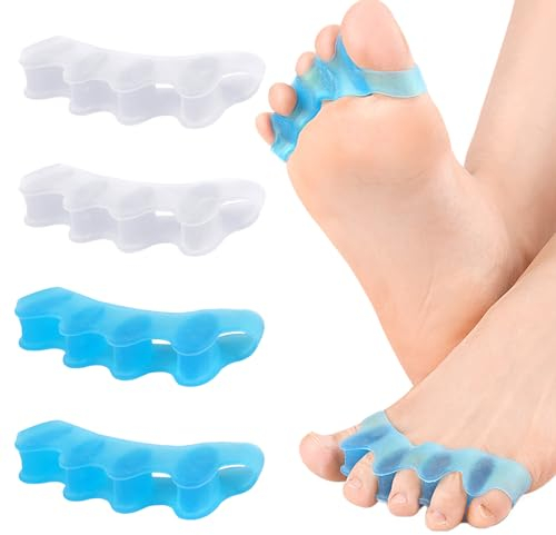 IKKAB 4er Pack Silikon Zehentrenner für korrekte Hallux valgus, Zehenspreizer für Männerfüße, Hammerzehenrichter für Hammertoes Bunions Überlappende Zehen Reibung, Druck und Zehentrenner