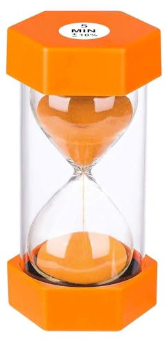 SuLiao Reloj De Arena 5 Minutes Sablier en Plastique 5 Minutes, Grande Horloge Sable Orange 5 Minutos, Sablier Coloré pour Enfants, Jeux, Salle de classe, Cuisine, Decr