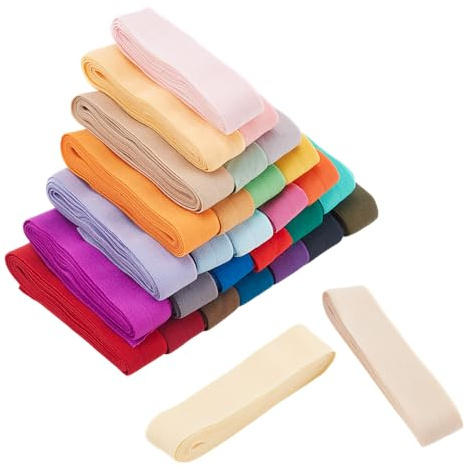 PH PandaHall 30 Colors Elastic Bias Tape, Single Fold Bias Binding Tape 20mm Stretch Sewing Fabric DIY Garment Accessories for Sewing, Quilting, Hemming, Seaming, Piping, Crafts, 55m