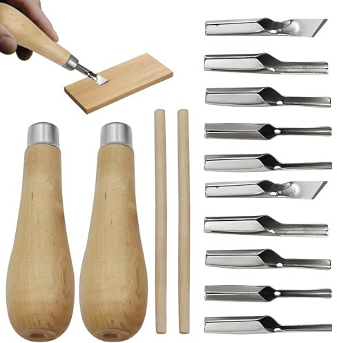 YIIWONI 2 Set Linolschnitt Werkzeug,Schneiden Stempel Schnitzen Werkzeuge Mit 5 Klingen,Schnitzwerkzeuge Kit Holzbearbeitungs,Linolschnitt Set Für Ink Paint Block Stamping
