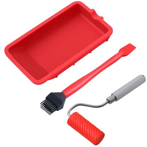 GOEDCH Rodillo de Pegamento para Madera: Rodillo de Pegamento Reutilizable, Pincel de Pegamento con Bandeja de Color de Silicona para Manualidades, Arte, Carpintería, Aplicación Rápida y Uniforme