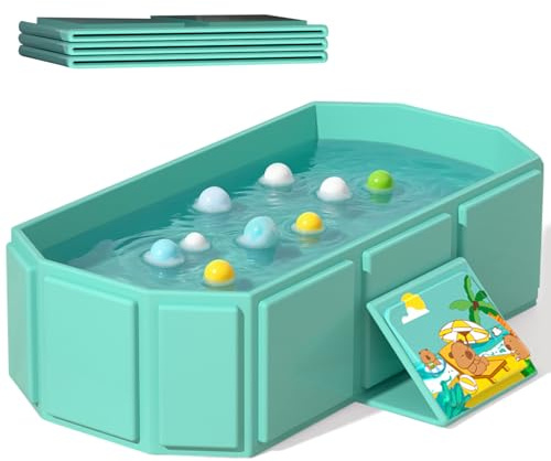 Bañera plegable portátil para bebé, 29.5 pulgadas de largo x 17.7 pulgadas de ancho x 9.8 pulgadas de alto, adecuada para 0 a 6 años, rosa/verde menta (verde)