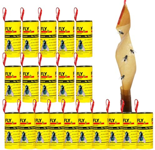 Frutilexia 20 Pezzi Trappola Mosche, Carta Moschicida, Trappole per Mosche, Carta Antimosche Appese, Rotolini Acchiappamosche, Sicuro e Non Tossico, Adatto per Interni ed Esterni, Anti Moscerini
