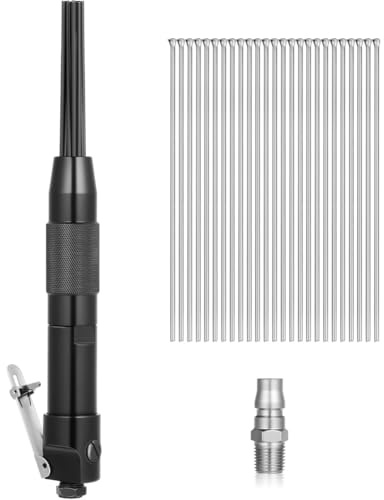 Harewtwy Compact Air Needle Scaler with 40 Pieces 7' Descaling Needles Air Powered Remove Slag Rust Paint and Dirt Quickly