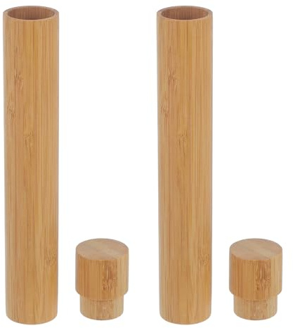 SUPVOX Lot de 2 tubes de rangement en bambou de 2,5 cm de diamètre pour œuvres d'art, affiches, certificats de transport et courrier, porte-papier à dessin portable pour la maison et le bureau