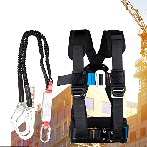 Arneses de seguridad para trabajos aéreos, Kit de detención caídas, arnés escalada medio cuerpo, cinturón seguridad, construcción techo, protección contra for trabajos aéreos, montañismo/negro/a