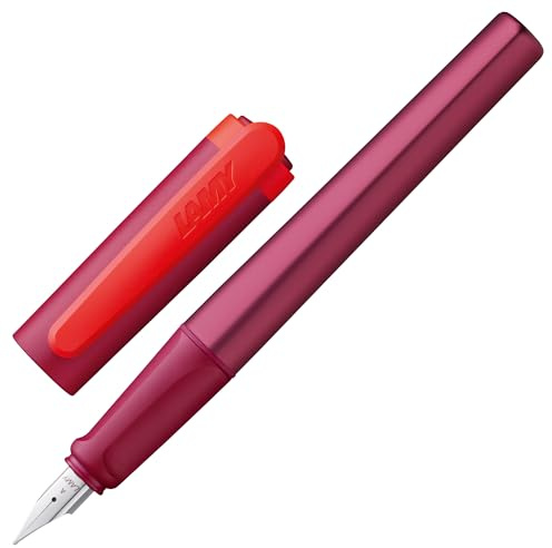 Lamy nexx multired Füller - Füllhalter mit rutschfestem Griff & polierter Stahlfeder in Strichbreite A - dreieckiges Gehäuse aus Aluminium - inkl. Tintenpatrone T 10 blau - Rechtshänder