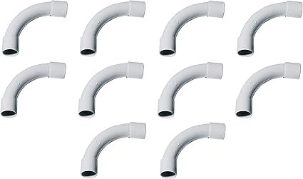 Set 10 pezzi - Curva 90 Gradi 16mm per Tubi Rigidi Impianti Elettrici IP40 Autoestinguente Resistente UV - Grigio