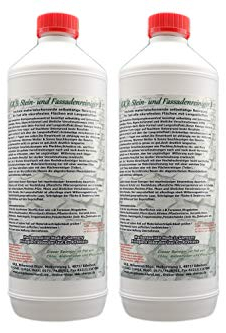 A.K.B. Steinreiniger und Fassadenreiniger S Konzentrat, 0302(bei, (2L Flaschen) Dachreiniger Flechtenentferner Pilzentferner Grünbelagentferner