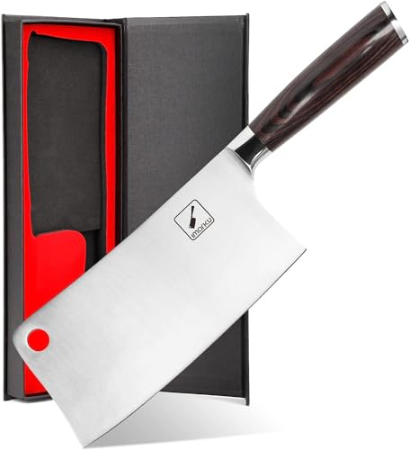 imarku mannaia, lunghezza lama 18 cm Coltello Nakiri affilato coltello da chef cinese mannaia in acciaio inossidabile di alta qualità coltello mannaia professionale con mano ergonomica in legno pakka