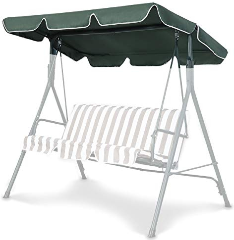 RELAX4LIFE Sonnendach UV-Schutz, Ersatzdach Wasserabweisend, Dachbezug für Hollywoodschaukel, Dachplane Farbwahl, Schaukeldach 160g Polyester, Gartenschaukel Kein Ausbleichen (168 x 114 cm, Grün)