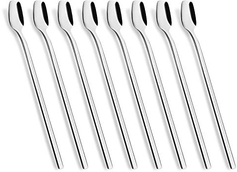 8-Piece 8-Inch Long Handle Spoon, Coffee Stirrers, Iced Teaspoon,Ice Cream Spoon,Premium 18/10 Stainless Steel Cocktail Stirring Spoons
