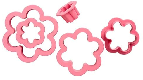 Decora 0255313 SET 6 EMPORTE-PIECE FLEUR 1,5 2,5 3,5 5 6,5 8 H 2,2 CM, Rosa