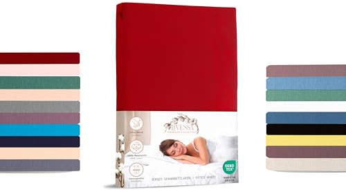 Livessa Spannbettlaken 160x200cm aus Baumwolle Single-Jersey Stoff 140 g/m², Spannbetttuch/Bettlaken, Oeko-TEX Zertifiziert (M24M05FF9)